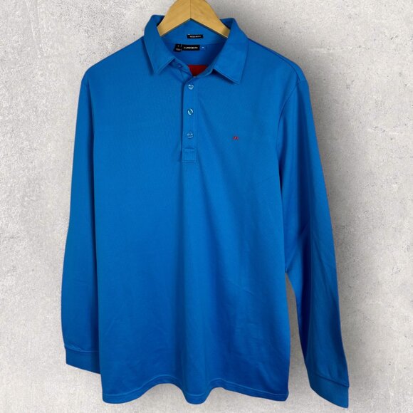 J Lindeberg Blue Long Sleeve Polo Shirt Blue Mens Size Medium Fieldsensor Vilde - Picture 1 of 16
